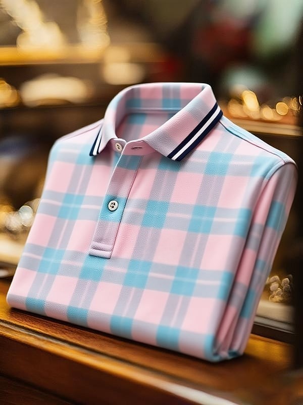 Men's Classic Business Logo Button Short Sleeve Polo Shirt
