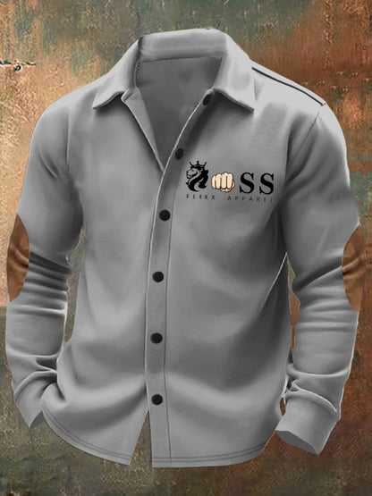 Men's Vintage Letter Design Printed Button Jacket