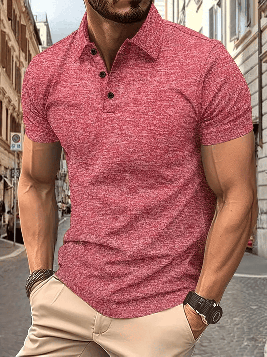 Men's Classic Business Logo Button Short Sleeve Polo Shirt