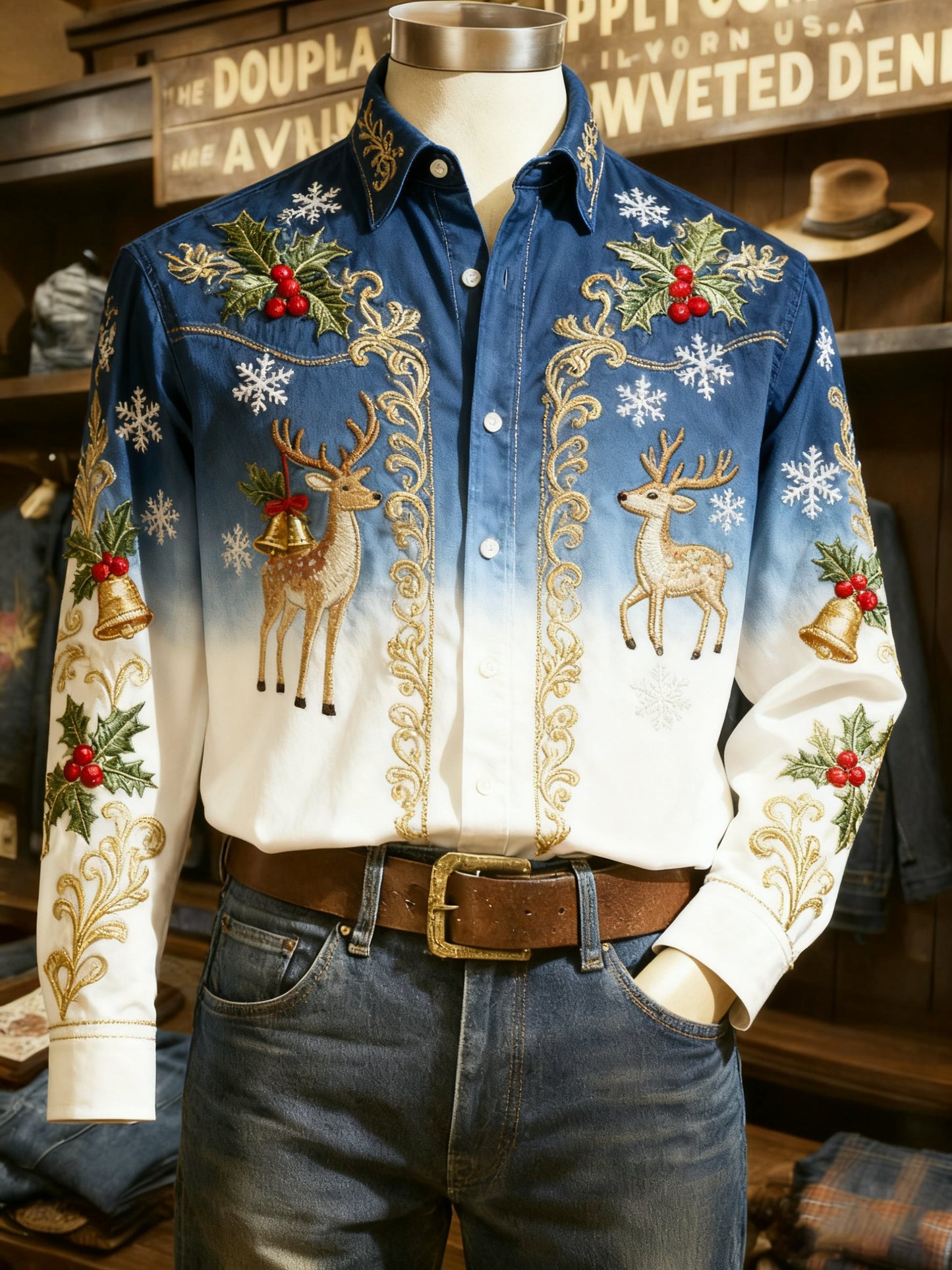 Men's Casual Christmas Long Sleeve Shirt
