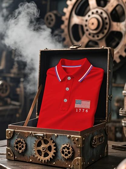 Men's Independence Day American Flag Casual POLO Shirt