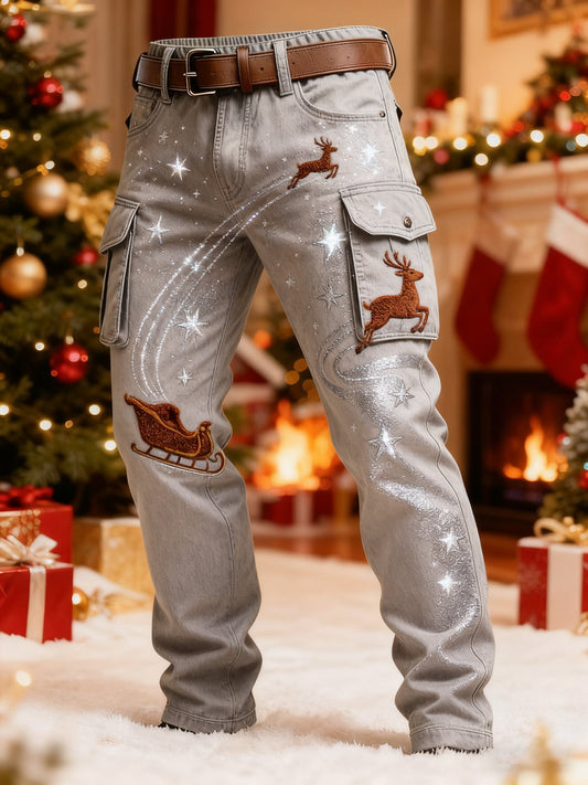 Men's Christmas Printed Cargo Pants