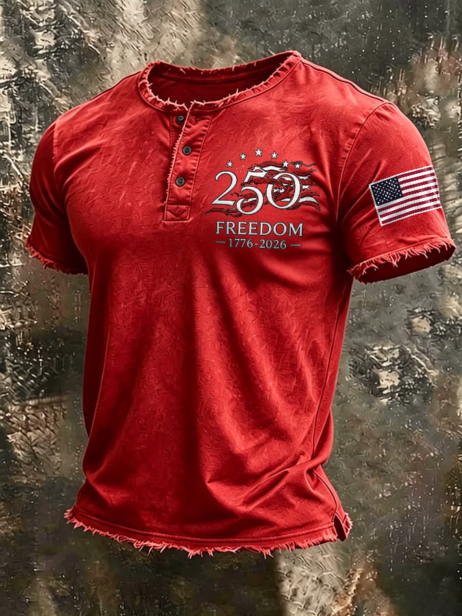 Men's USA 1776-2026 Independence Day Printed Casual T-shirt