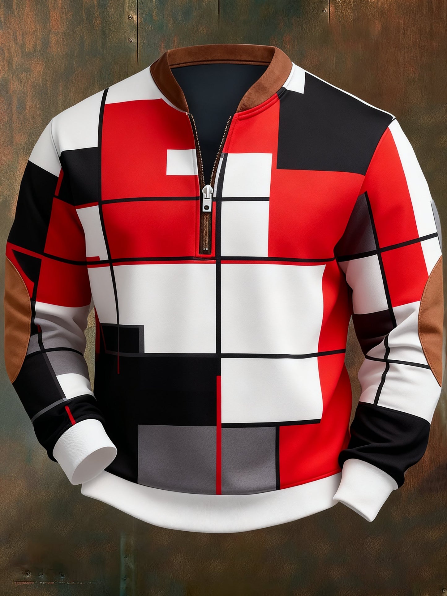 Men's Casual Geometric Color Block Print Sweatshirt