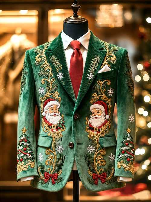 Men's Vintage Casual Christmas Party Corduroy Blazer