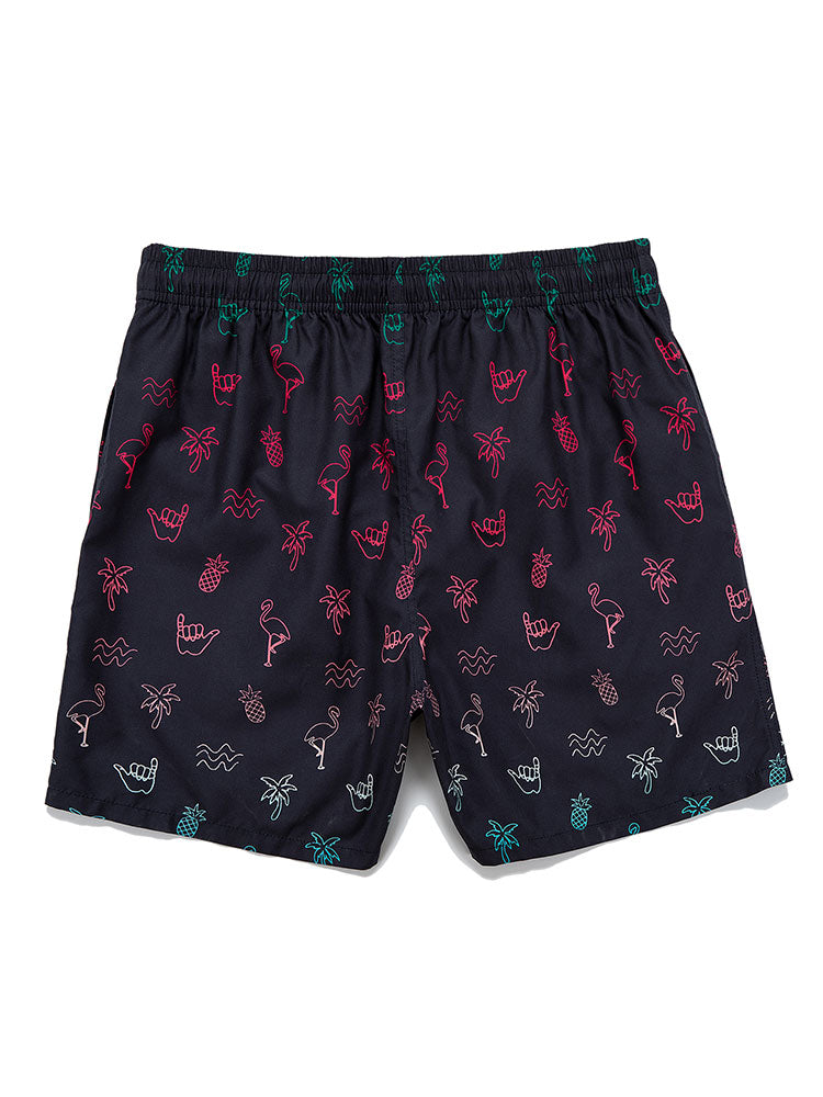 Flamingo Tropical Print Swim Shorts