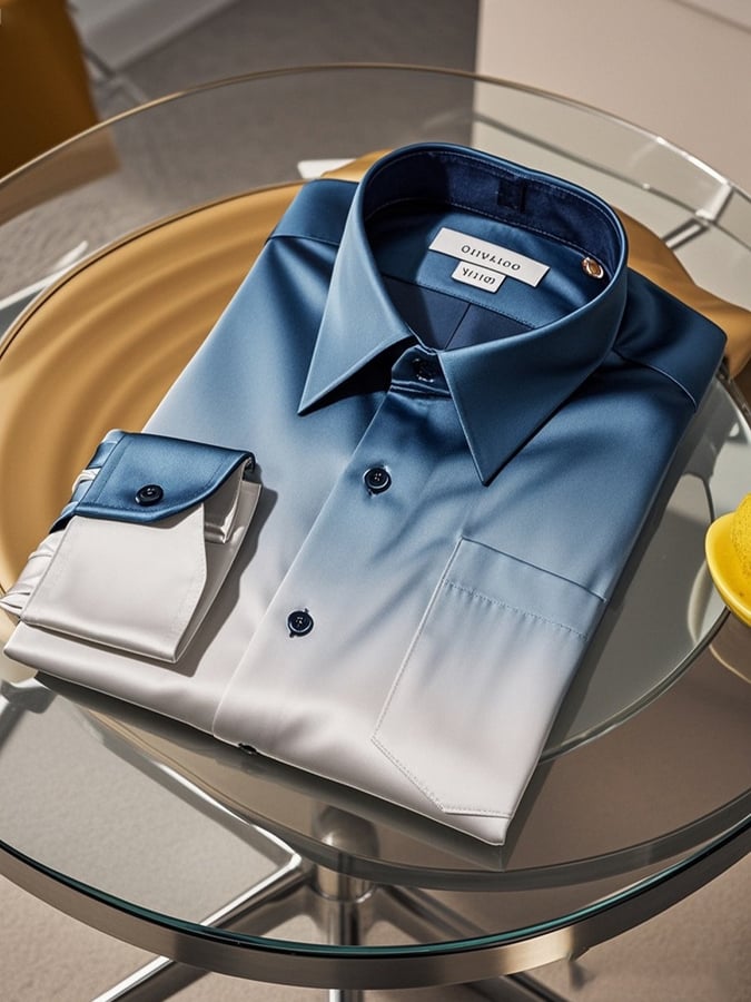 Men's Gradient Lapel Long Sleeve Shirt