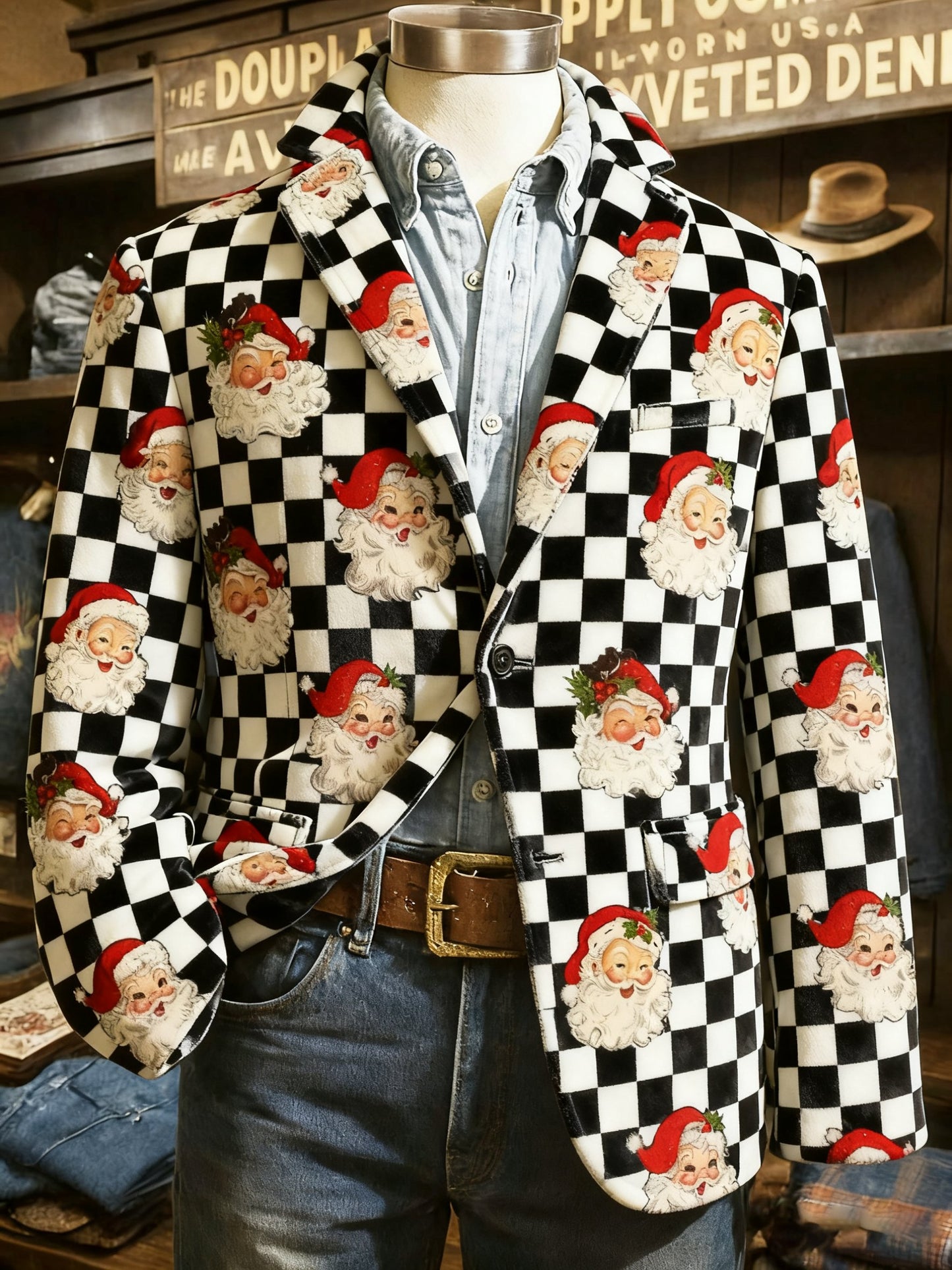 Men's Vintage Christmas Print Casual Jacket