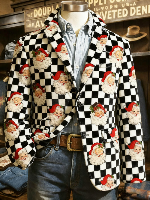 Men's Vintage Christmas Print Casual Jacket
