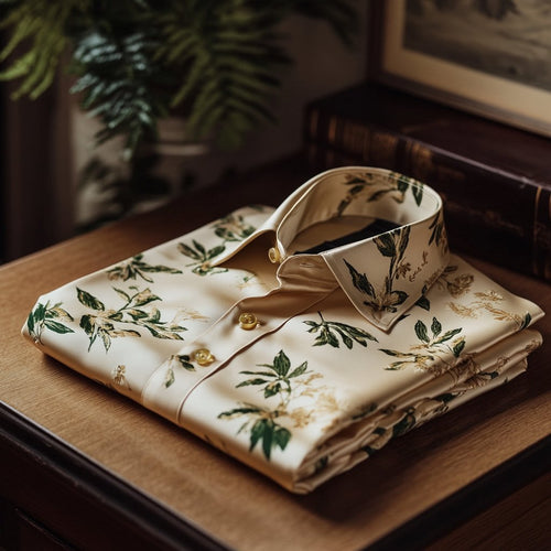 Men's Business Casual Floral Lapel Short Sleeve Shirt