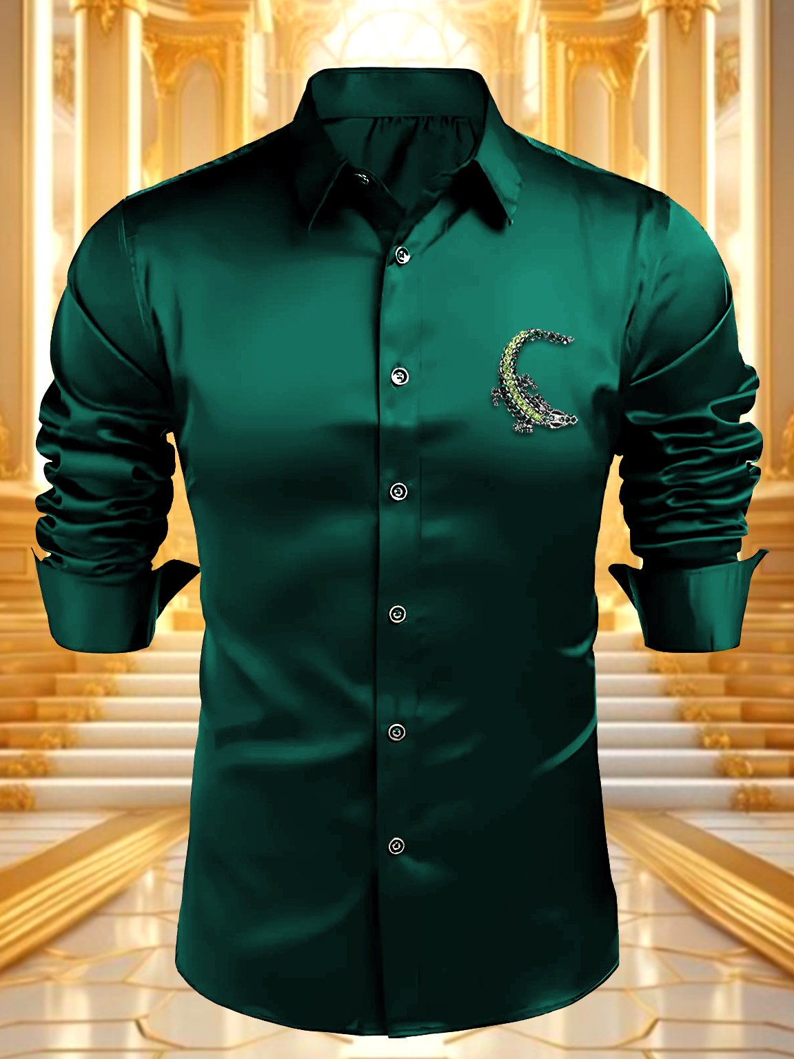 Men's Satin Luxe Long Sleeve Button Down Shirt