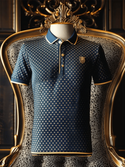 Men's Business Casual Logo Button Short Sleeve Polo Shirt