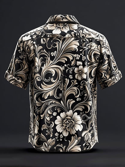 Men's Retro Gothic Pattern Short Sleeve Shirt