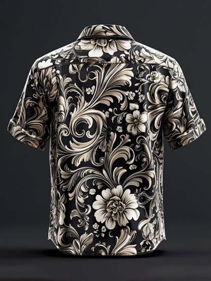 Men's Retro Gothic Pattern Short Sleeve Shirt