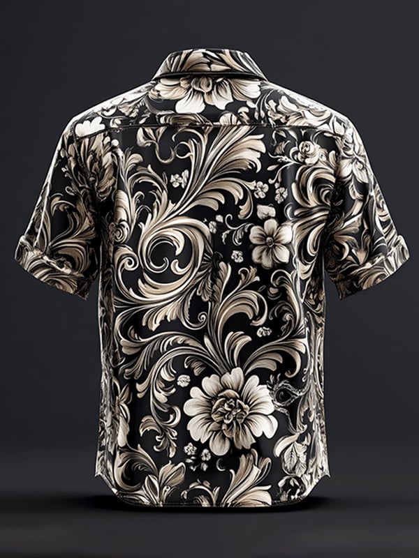 Men's Retro Gothic Pattern Short Sleeve Shirt