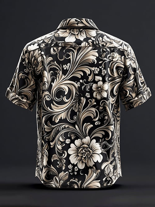 Men's Retro Gothic Pattern Short Sleeve Shirt