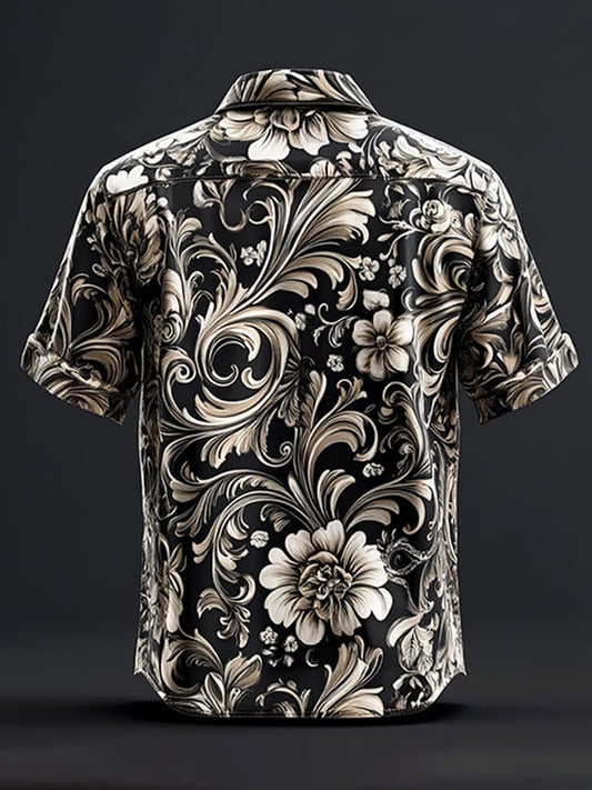 Men's Retro Gothic Pattern Short Sleeve Shirt