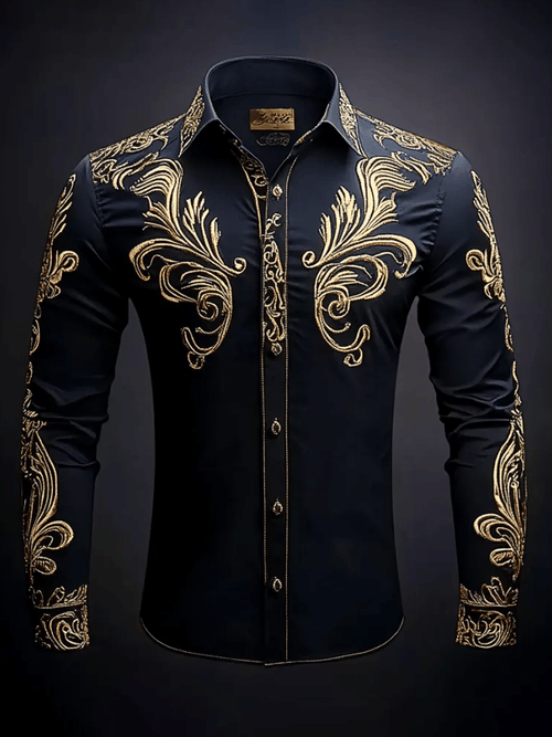 Men's Luxury Vintage Pattern Long Sleeve Shirt