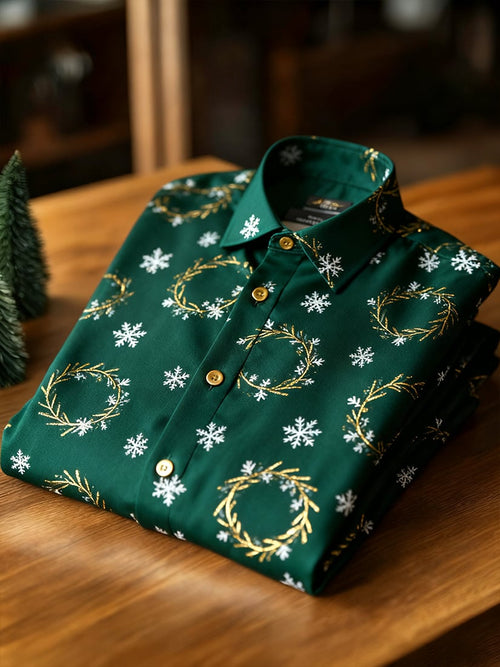 Men's  Christmas Long Sleeve Button-Down Shirt