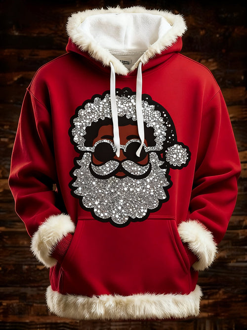 Men's Santa Claus Furry Hooded Sweatshirt