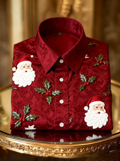 Men's  Christmas Long Sleeve Button-Down Shirt