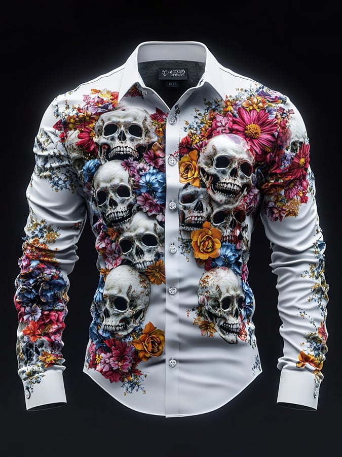 Men's Casual Vintage Black Pattern Shirt
