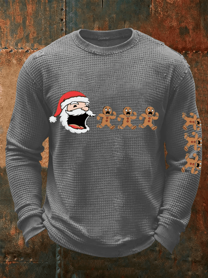 Men's Merry Christmas Santa Claus Printed Casual Long-Sleeved Top
