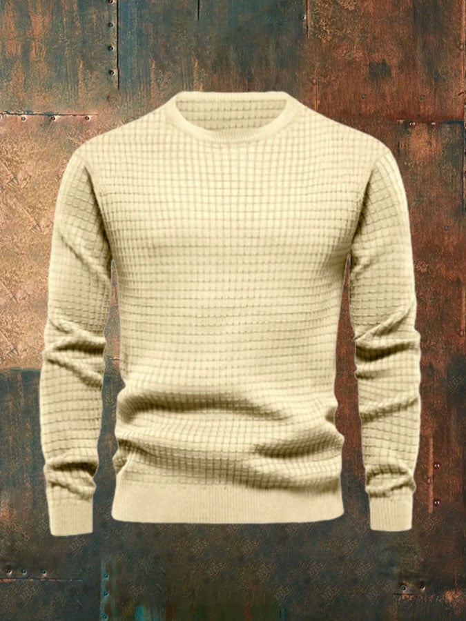 Men'S Retro Square Round Neck Sweatshirt