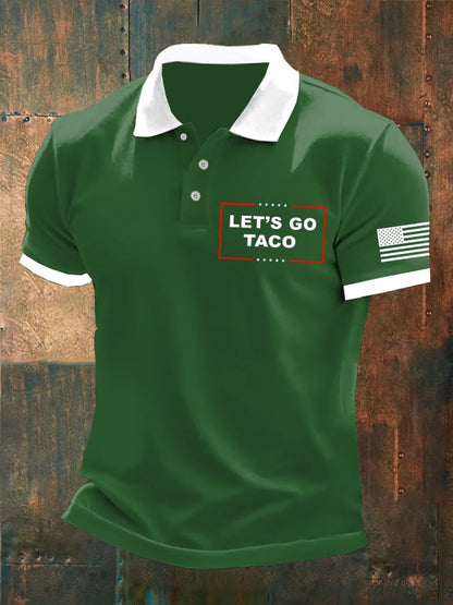 Men's Let's Go Taco Print Polo Shirt