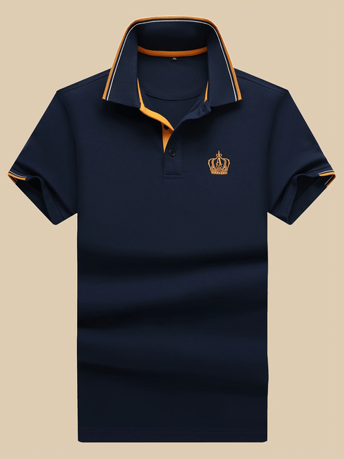 Men's Business Logo Button-Down Short Sleeve Polo Shirt