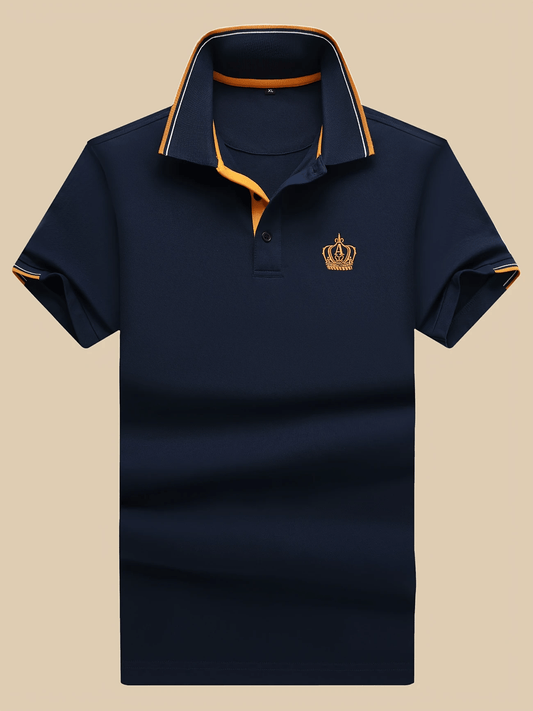 Men's Business Logo Button-Down Short Sleeve Polo Shirt