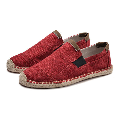 Men's Casual Stripe PU Decor Slip-On Canvas Espadrilles