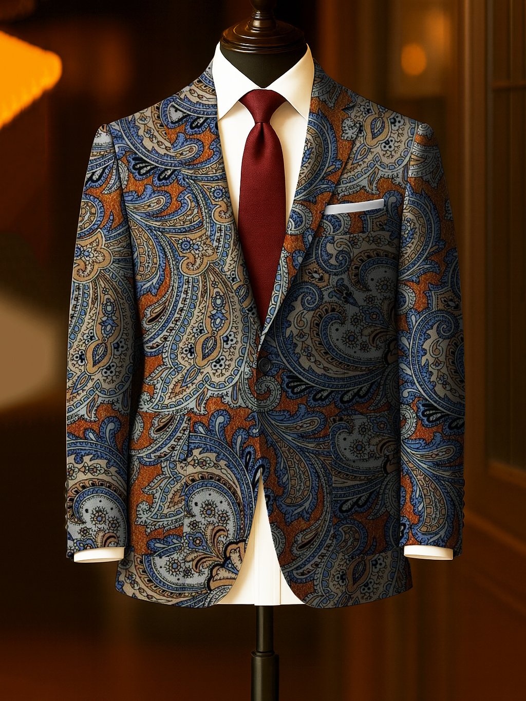 Men's Business Casual Large Pocket Print Blazers