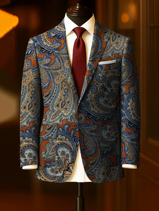 Men's Business Casual Large Pocket Print Blazers