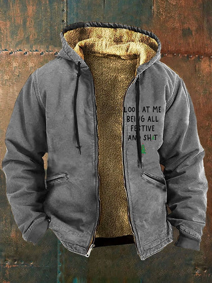Men's Look At Me Being All Festive And ShitPrinted Fleece Jacket