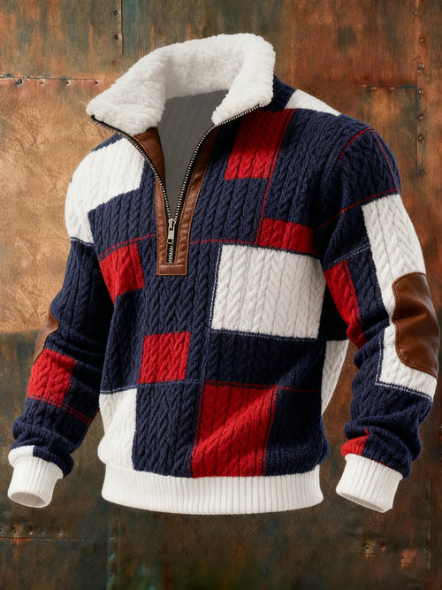 Men's Cable Textured Print Casual Sweatshirt