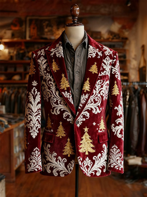 Men's Business Casual Velvet Christmas Suit Jacket