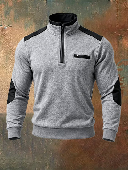 Men's Retro Contrast Color Comfort Zip-Up Sweatshirt