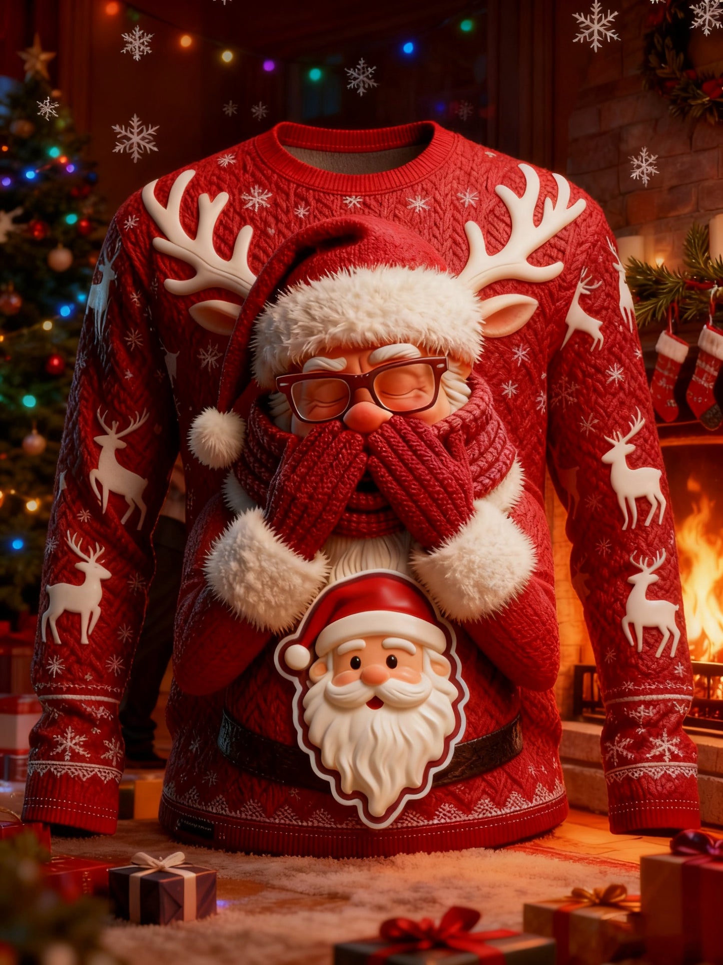 Men's Santa Claus Print Ugly Christmas Sweater