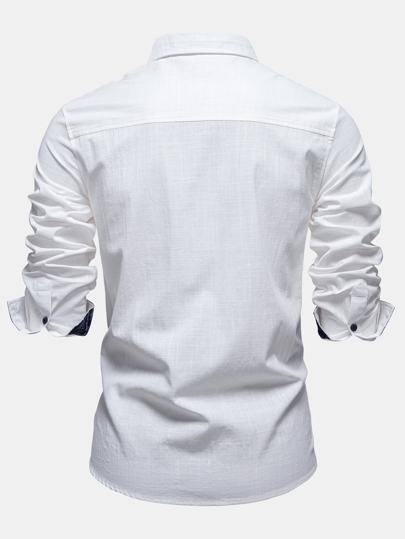 Contrast Paisley Print Linen Look Shirt