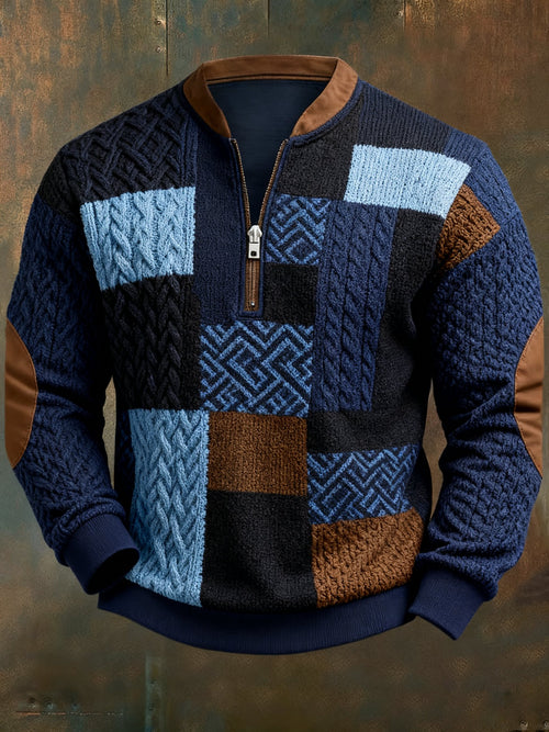 Men's Casual Geometric Color Block Print Sweatshirt