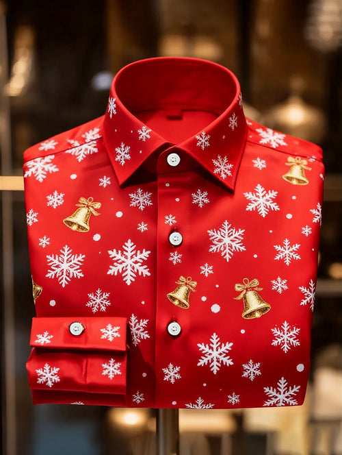 Men's Luxury Christmas Party Long Sleeve Button-Down Shirt