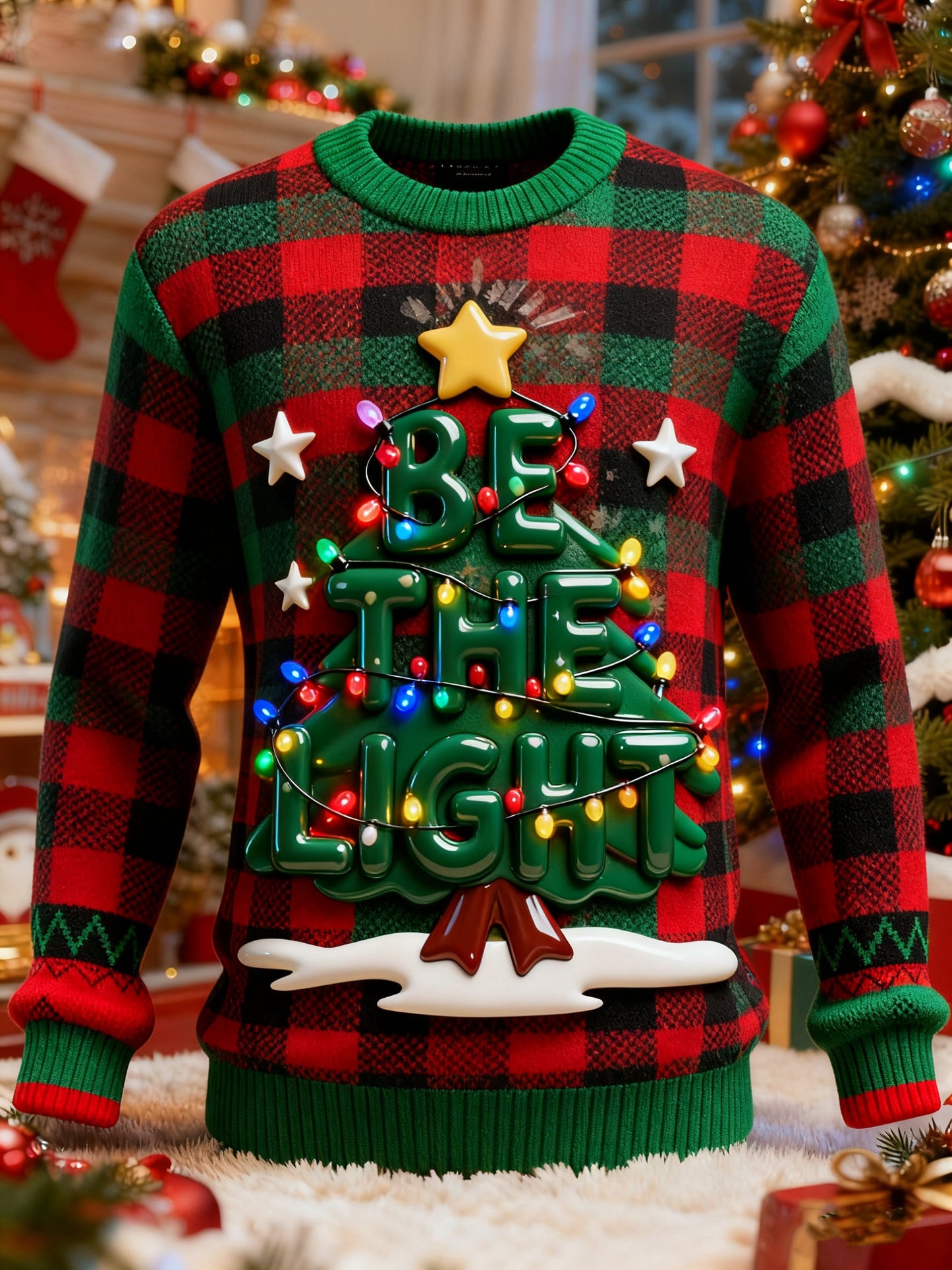 Men's Be the Light Matthew 5:14  Print Ugly Christmas Sweater