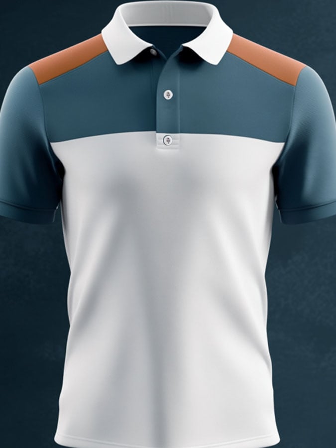Men'S Casual Classic Contrast Color Print Business Short-Sleeved Polo Shirt