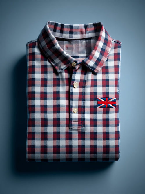 Men's Business Casual Union Jack Button Short Sleeve Polo Shirt