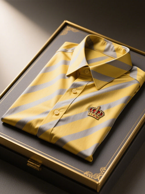 Men's Satin Luxury Business Striped Short Sleeve Button Shirt