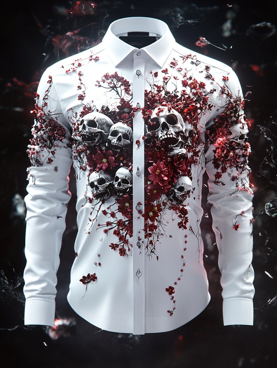 Men's Vintage Art Skull Shirt