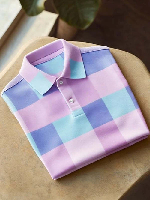 Men's Classic Business Logo Button Short Sleeve Polo Shirt