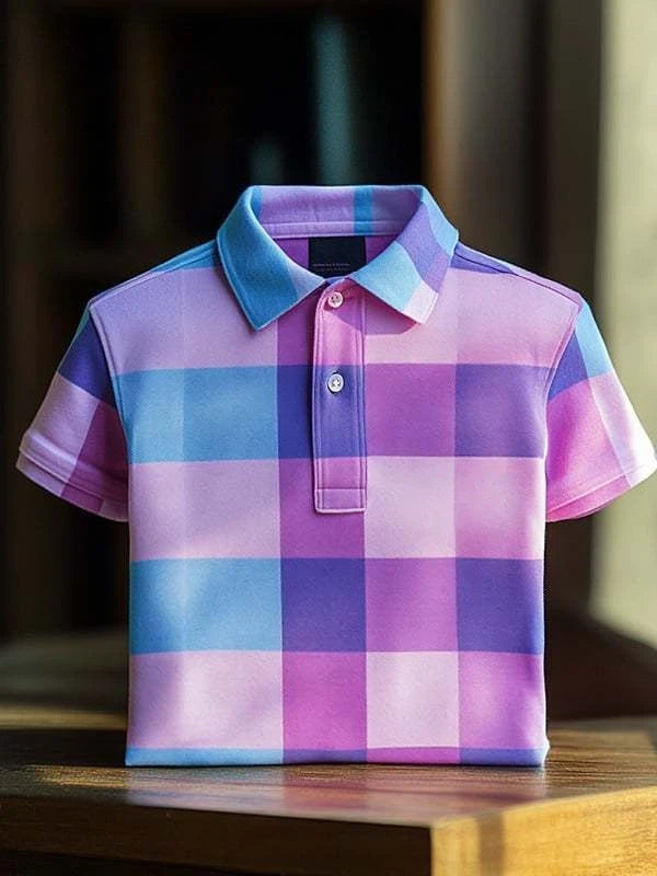 Men's Classic Business Logo Button Short Sleeve Polo Shirt