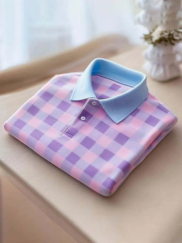 Men's Classic Business Logo Button Short Sleeve Polo Shirt